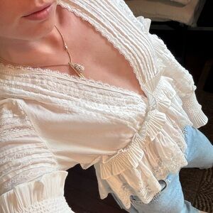 Elegant White Lace Trim Blouse